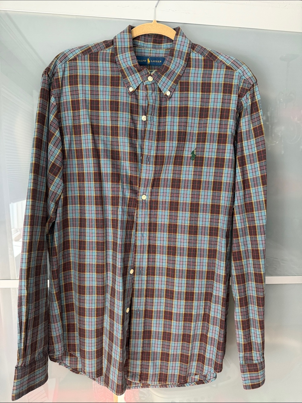 Polo by Ralph Lauren Blue and Brown Plaid Button-Down Shirt